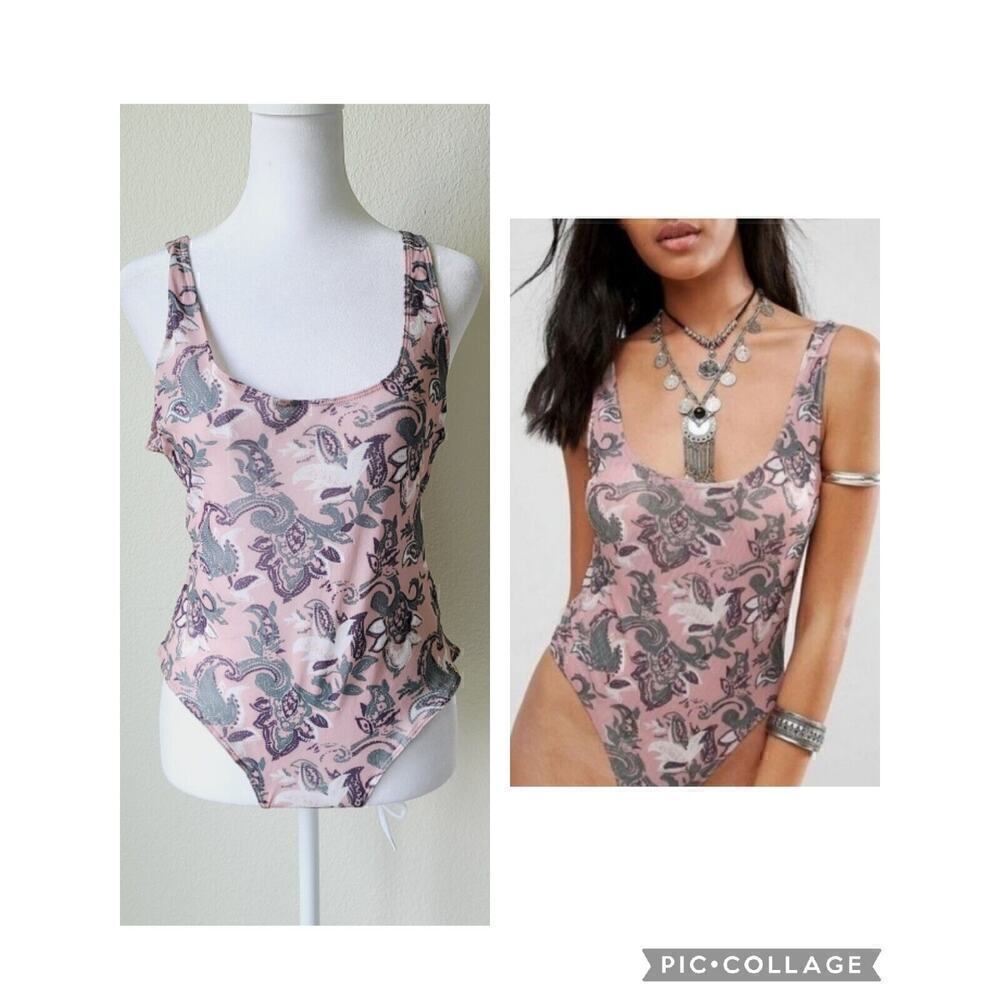 NWT Intimately Free People Bodysuit Sz Large So Fresh Mesh Thong Floral Pink NEW
